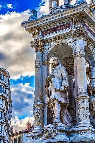 Gerard Audran Statue, Jacobins Fountain, Place Des Jacobins, Lyon, France. Art Print